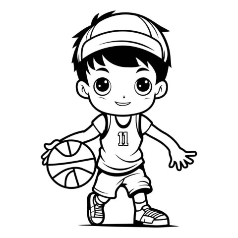 Basketball Player Boy Cartoon Mascot Character Vector Illustrati