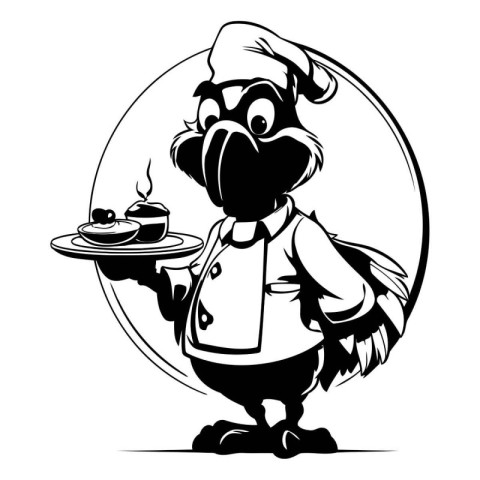 illustration of a pug chef with a cup of coffee and a plate