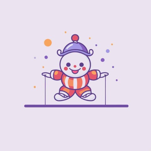 Vector illustration of a cute little baby skier in winter clothe