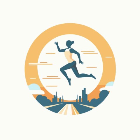 Running man. Vector illustration in flat style. Sport and health