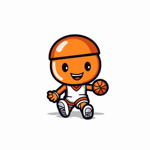 Basketball player cartoon character on white background. Vector