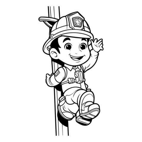 Firefighter Boy Cartoon Mascot Character Vector Illustration Gra