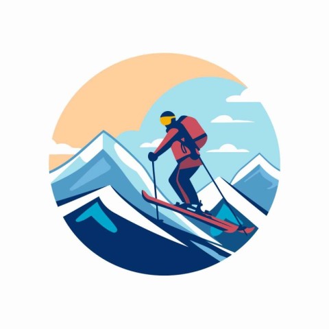 Snowboarder in mountains. Extreme winter sport. Vector illustrat