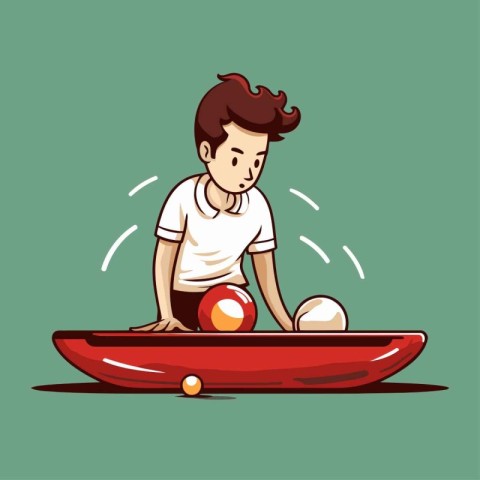 Boy playing ping pong. Vector illustration of a boy playing ping