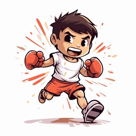 Cartoon vector illustration of a boxer or kickboxer in action.