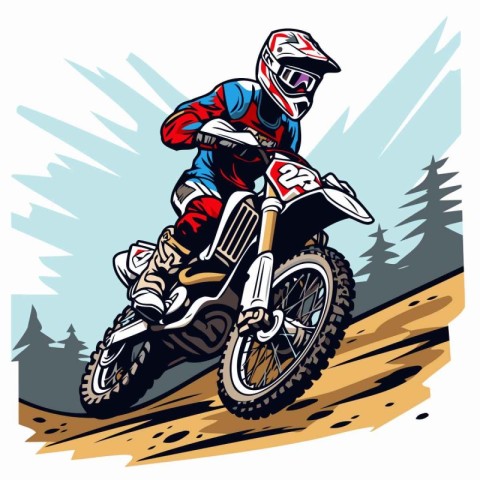 Motocross rider on the track. Vector illustration of a motocross