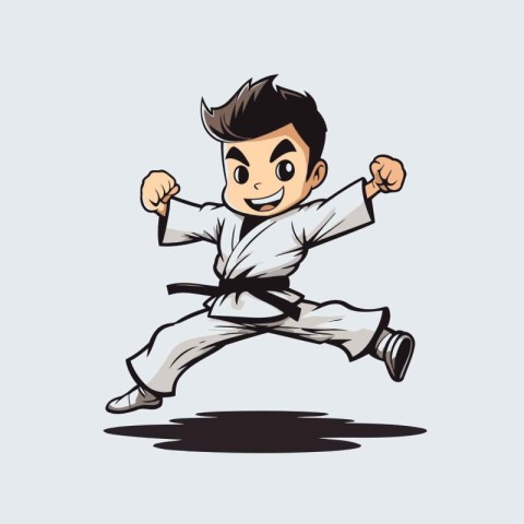 Taekwondo boy. Vector illustration of a karate boy.