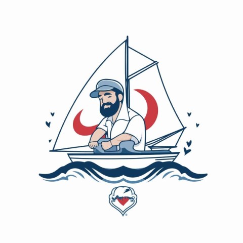 Sailing on the sea. Vector illustration in a flat style.