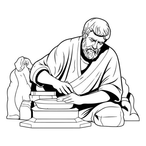 Sculpture of Jesus Christ sitting on a pile of books