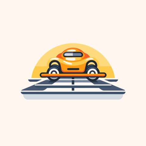 Car on the road. Vector illustration in flat design style. Isola