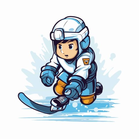 Vector illustration of a snowboarder. ice hockey player. Cartoon