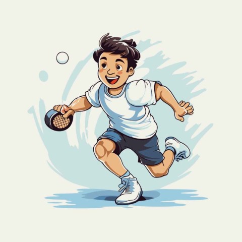 Young man playing tennis. Vector illustration of a young man pla