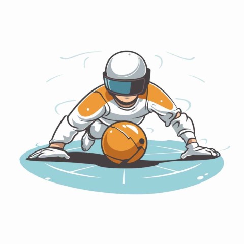 Cricket player with ball. Cartoon vector illustration isolated o