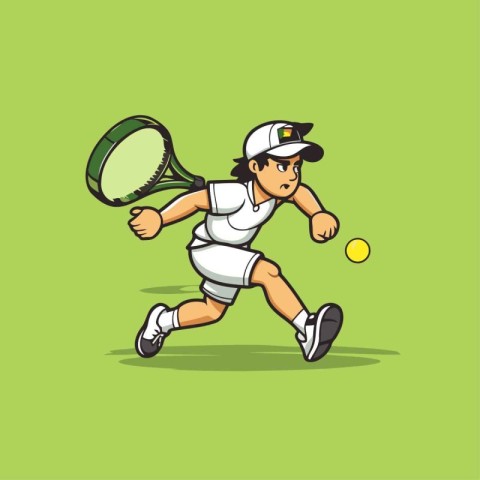 Tennis player cartoon vector illustration. Cartoon tennis player