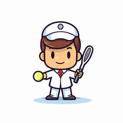 Tennis Player Cartoon Mascot Character Design Vector Illustratio