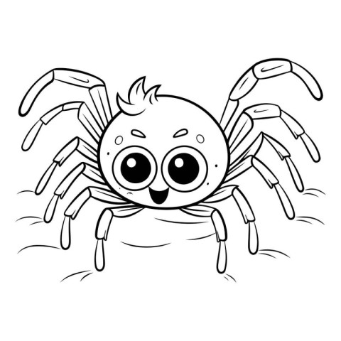 Coloring book for children: spider. Black and white vector illus