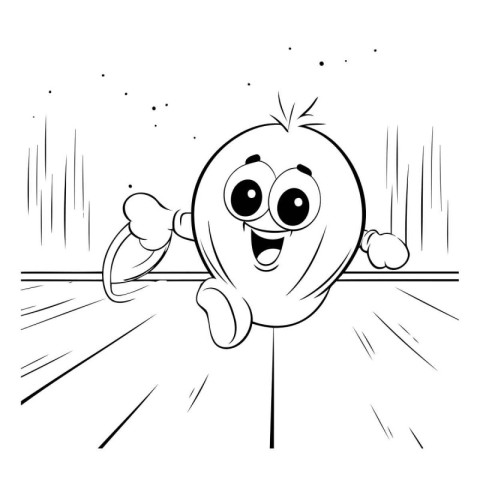 Black and White Cartoon Illustration of Happy Smiling Balloon Co