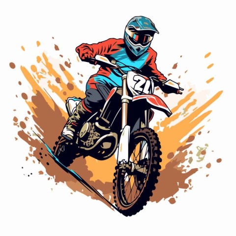 Motocross rider in action. Vector illustration of a motocross ri