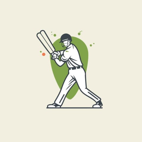 Cricket player hitting the ball with a bat. Vector illustration