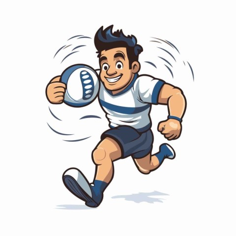 Rugby player running with ball. Vector illustration of a rugby p