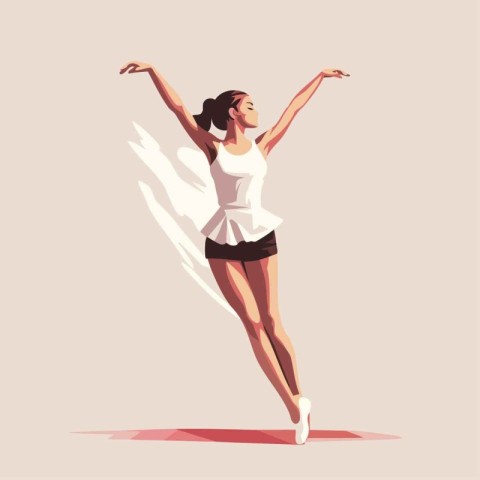 Beautiful young woman dancing ballet. Vector illustration in car