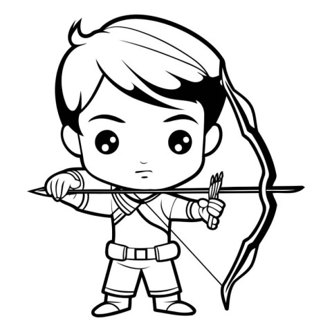 Cute Boy Cupid with Bow and Arrow Cartoon Mascot Character