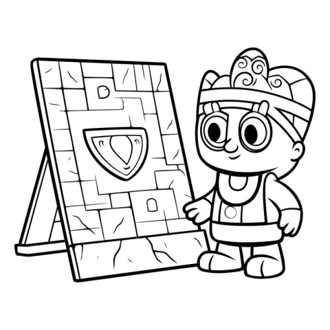 Coloring Page Outline Of cartoon knight with shield. Coloring bo