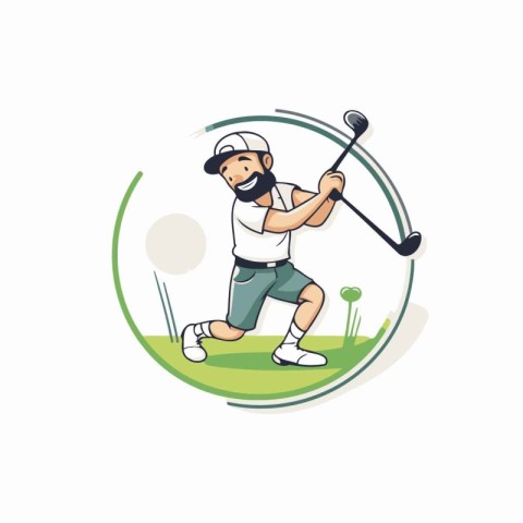 Golfer playing golf. vector illustration on a white background.