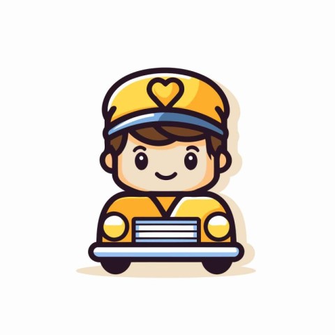 Cute Delivery Boy Vector Icon. Cute Cartoon Delivery Boy Charact