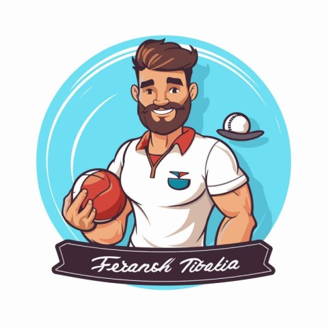 American football player with ball and helmet. Vector illustrati