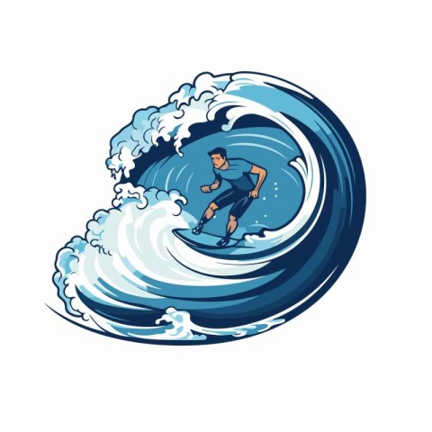 Surfer on the wave. Vector illustration of a surfer on a wave.