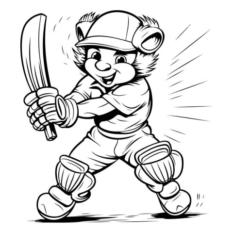 Cartoon illustration of little bear baseball player. Mascot temp