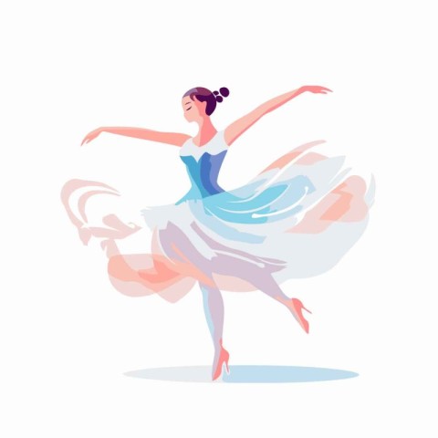 Beautiful ballerina in a blue tutu dancing. Vector illustration.