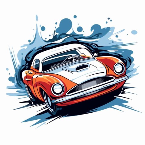 vintage sports car on the grunge background. Vector illustration