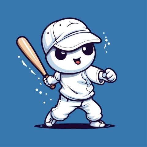 Baseball Player Cartoon Mascot Character. Vector Illustration.