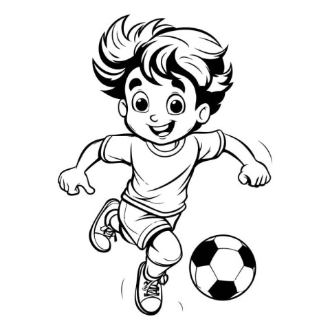 Little boy playing soccer. sketch for your design. Vector illust