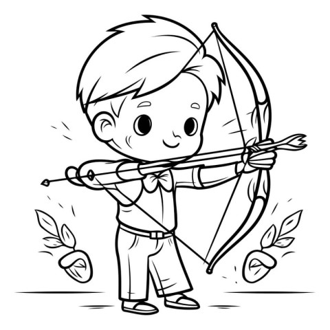 Boy with bow and arrow. sketch for your design. Vector illustrat