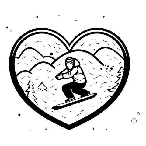 snowboarder in the shape of a heart. vector illustration