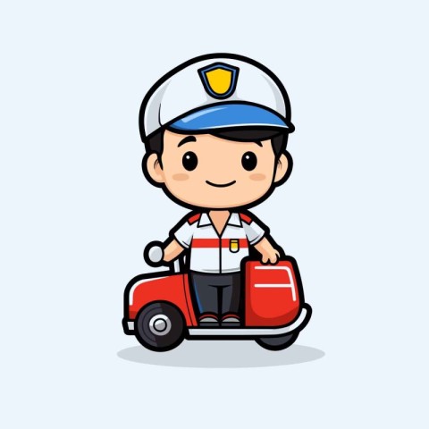 Cute Delivery Driver - Cartoon Mascot Character Vector Illustrat