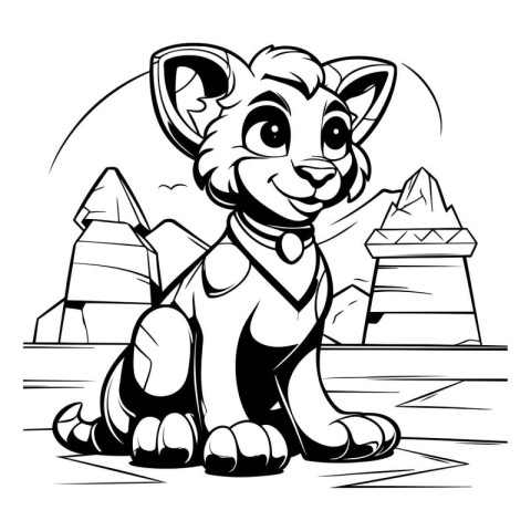 Black and White Cartoon Illustration of Cheetah Animal Character