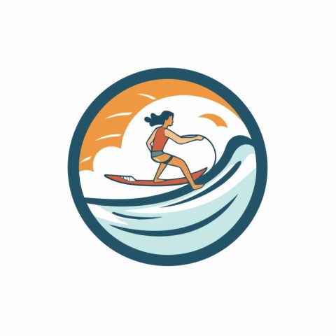 Surfer logo template. Vector illustration of a surfer with surfb