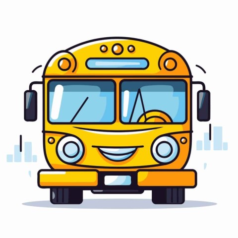 School bus vector illustration. Cartoon school bus character. Ve