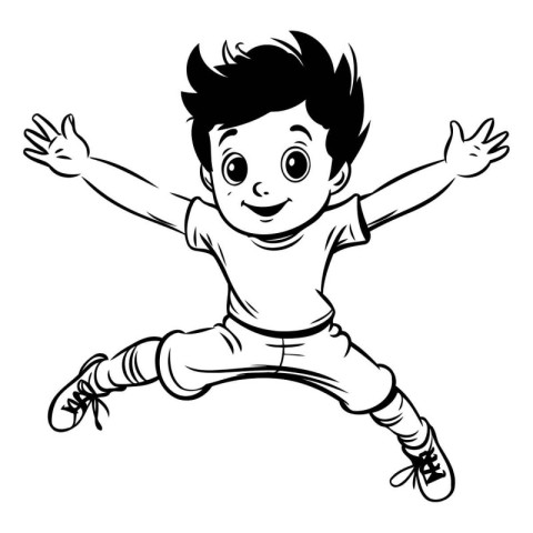 cute little boy jumping isolated on a white background. vector i