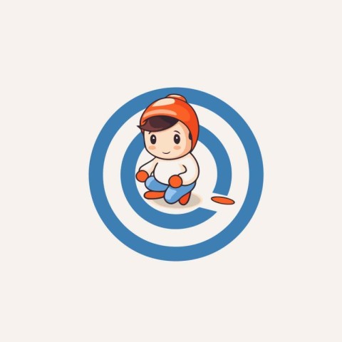 Cartoon character of snowman on the target. Vector illustration.