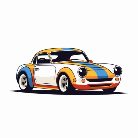 Retro american car on a white background. Vector illustration.