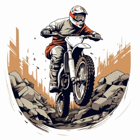 Motocross rider in action. Vector illustration ready for vinyl c