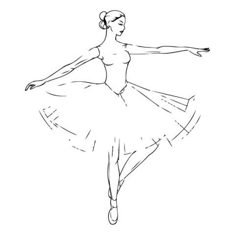 Ballerina in a tutu. Sketch. Vector illustration.