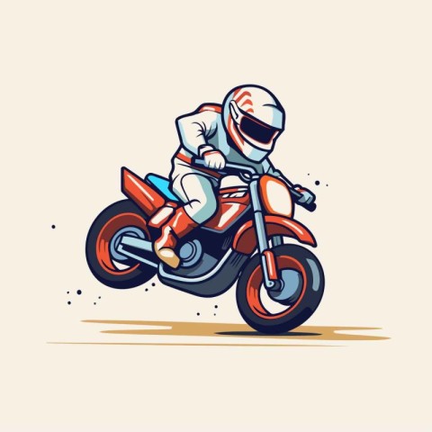 Motorcyclist riding a motorcycle. Vector illustration in retro s