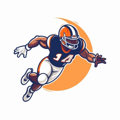 American football player running with ball. Vector illustration