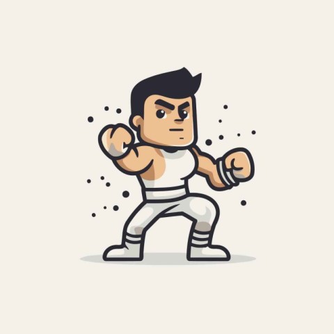 Cartoon boxer vector illustration. Flat style design. Vector ill